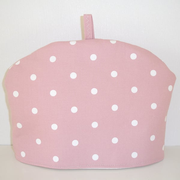 Tea Cosy For A Small Stump Teapot Pink and White Polka Dots