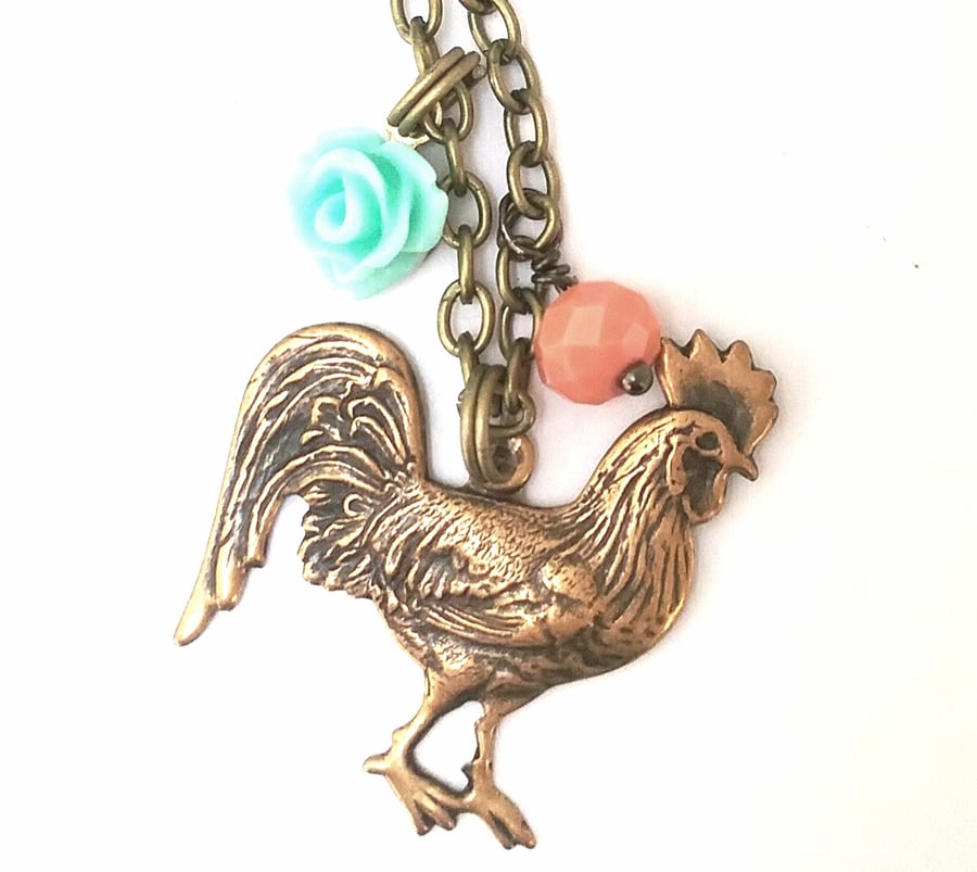 Raw  Brass Chicken Necklace........