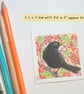 Blackbird miniature artwork, original bird drawing - Image 6