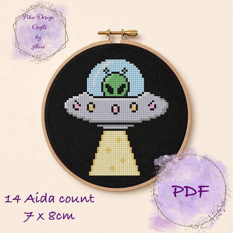 UFO counted cross stitch pattern emailed pdf