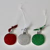 Three Glitter Christmas Baubles - Hanging Decorations