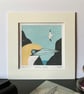 Linocut - original linocut of gannets - Image 2