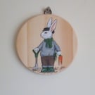 Gardening Bunny Hanging Decoration Hand Painted Gardener Rabbit