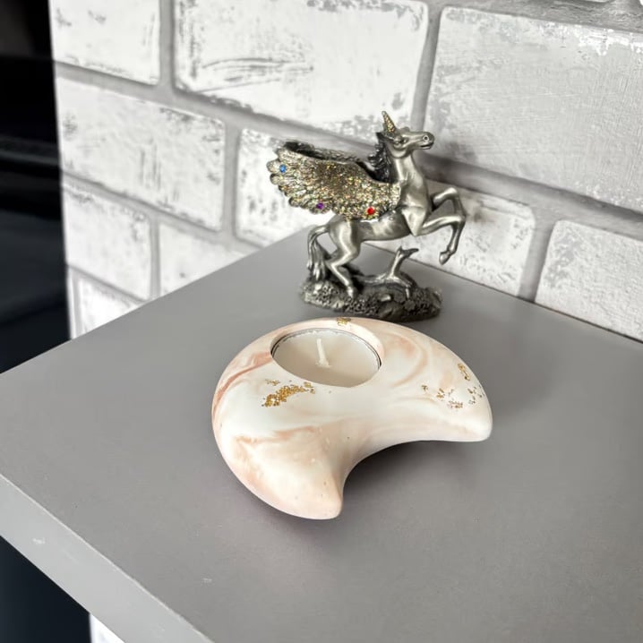 Marble Effect Tea Light Holder  - Heart, Moon or Star