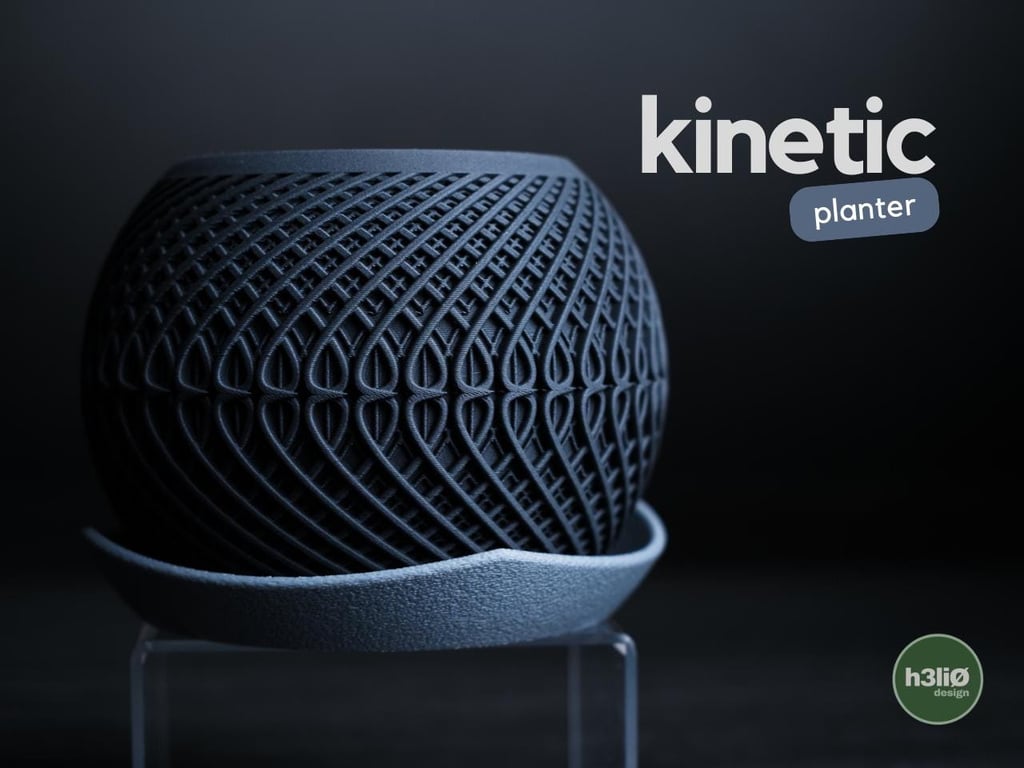 Kinetic Geometric Planter with Drip Tray, 3D Printed Modern Home Decor
