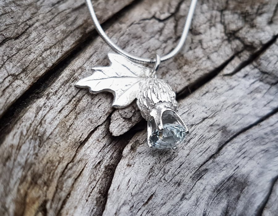 Aquamarine Thistle Necklace