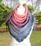 Crochet ombre lace cotton shawl in shades of peachy pink and grey. Crochet shawl - Image 1