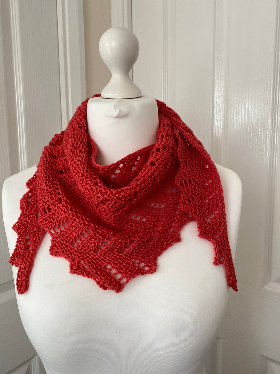 Handmade knitted scarf-shawl