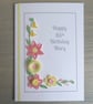 Personalised 85th birthday card, with pink and lemon quilled flowers - Image 2