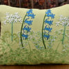 Apple green - Bluebells and Cow Parsley - Screen printed cushion 