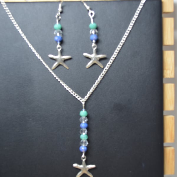 Starfish jewellery set - matching necklace and earrings
