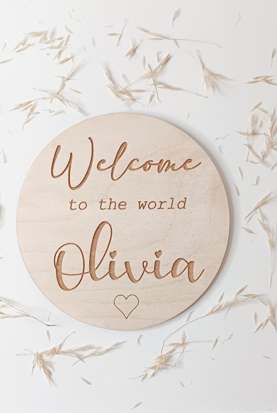 Personalised Baby Arrival Sign, Engraved Baby Name Plaque, Hello World Plaque