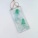 Jellyfish suncatcher, fused glass, glass art jellyfish, beach lovers gift. 