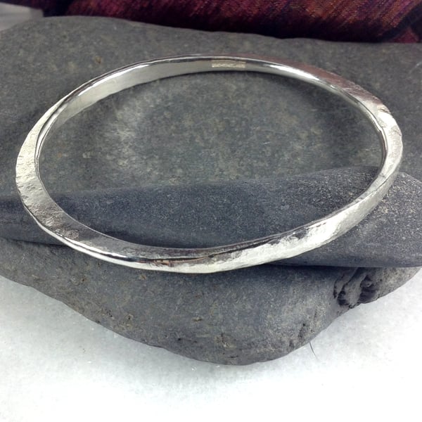 Sterling Silver forged bangle Omi