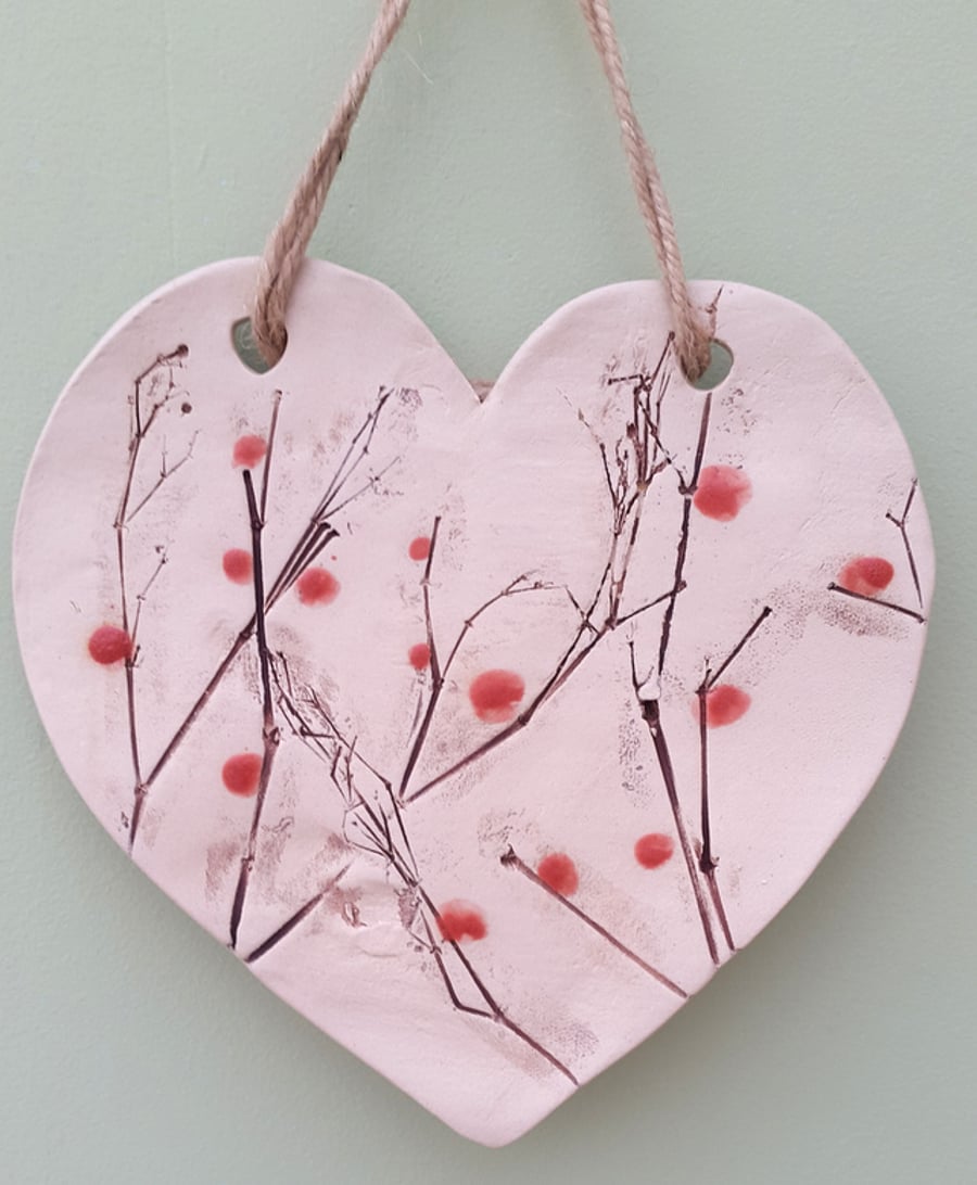 Winter Berries Ceramic Heart Plaque