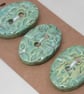 3 Medium Oval Verdigris Green Leaf Pattern Ceramic Buttons - Image 10
