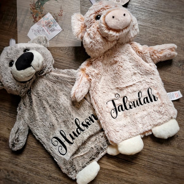 Personalised woodland hot water bottles 