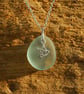 Beach glass pendant with dove charm - Image 4