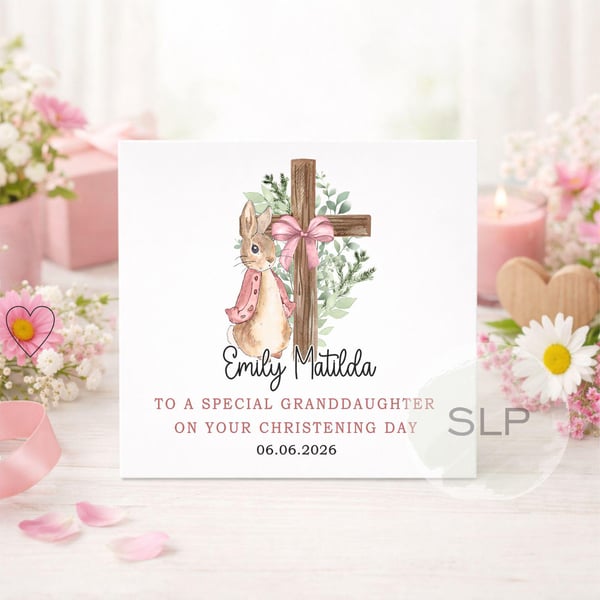 Personalised Christening Card Baptism Card for Grandson, Granddaughter