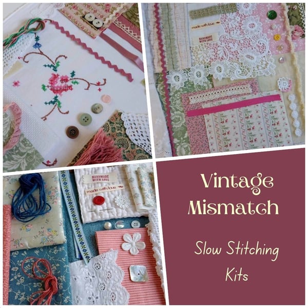Mis-match Vintage Slow Stitching kits - Perfectly Imperfect