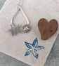 Silver teardrop rockpool beach pendant with starfish and limpet shell - Image 2