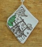Beach pottery pendant with vine leaves - Image 3