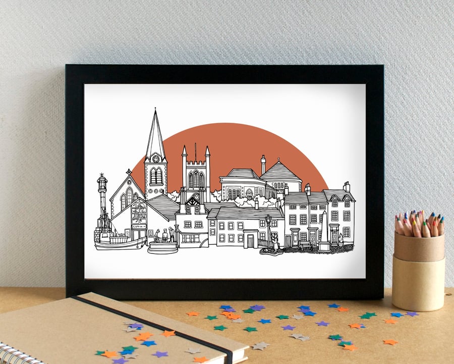 Maryport Cumbria Skyline Art Print