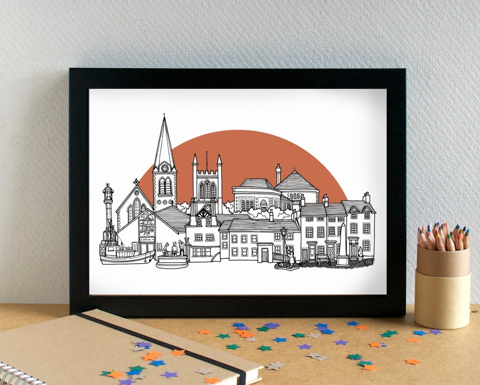 Maryport Cumbria Skyline Art Print