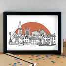 Maryport Cumbria Skyline Art Print