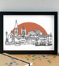 Maryport Cumbria Skyline Art Print