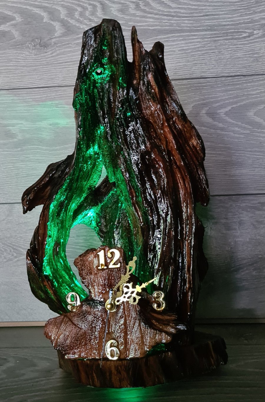 Wooden root Lamp  Clock Clock  RGB 