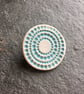 Spotty circles brooch, aqua glaze, white, porcelain, contemporary - Image 1