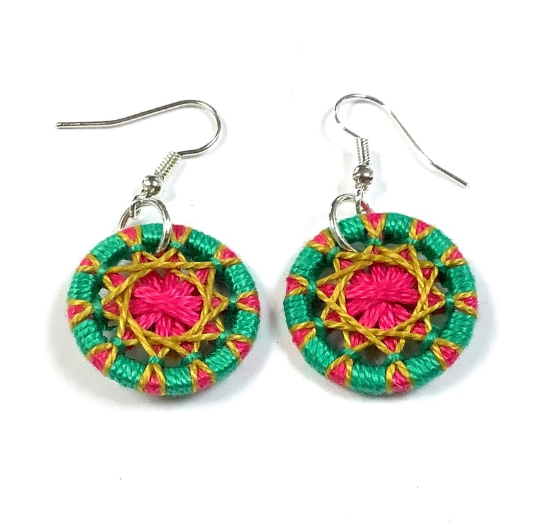 Textile Button Earrings