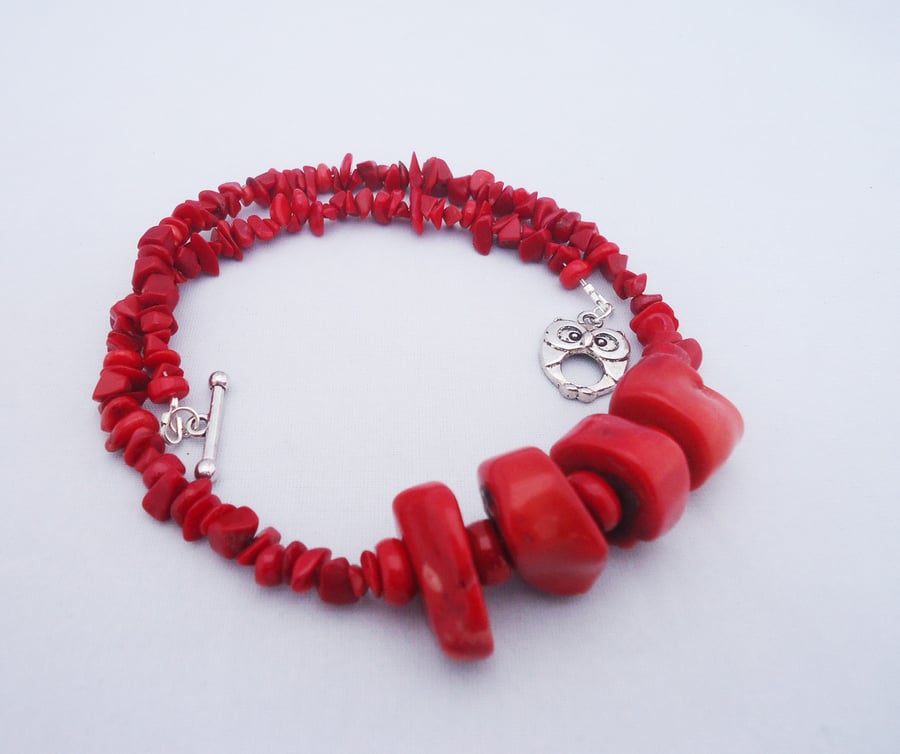 Red Coral Necklace, Coral Necklace, Chunky Coral Necklace, Necklace in Red 