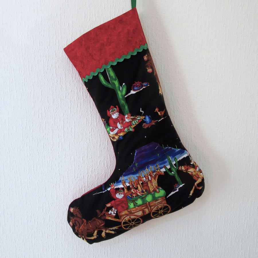 Christmas Stocking - Southwest Santa, can be personalised