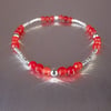 Red Agate and Sterling Silver stretch bracelet