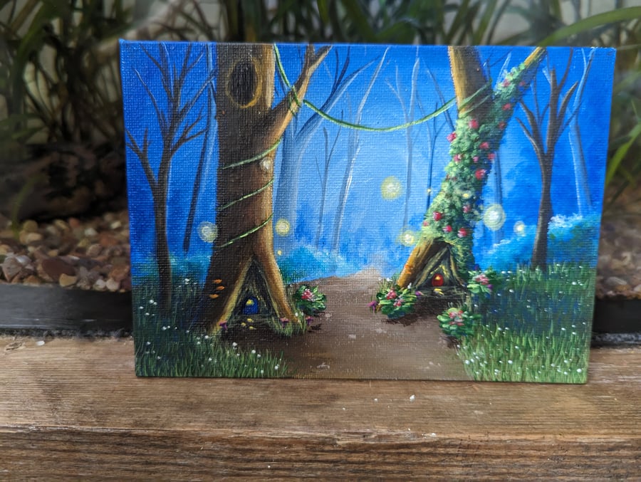 Fantasy Fairy Forest Acrylic Painting 