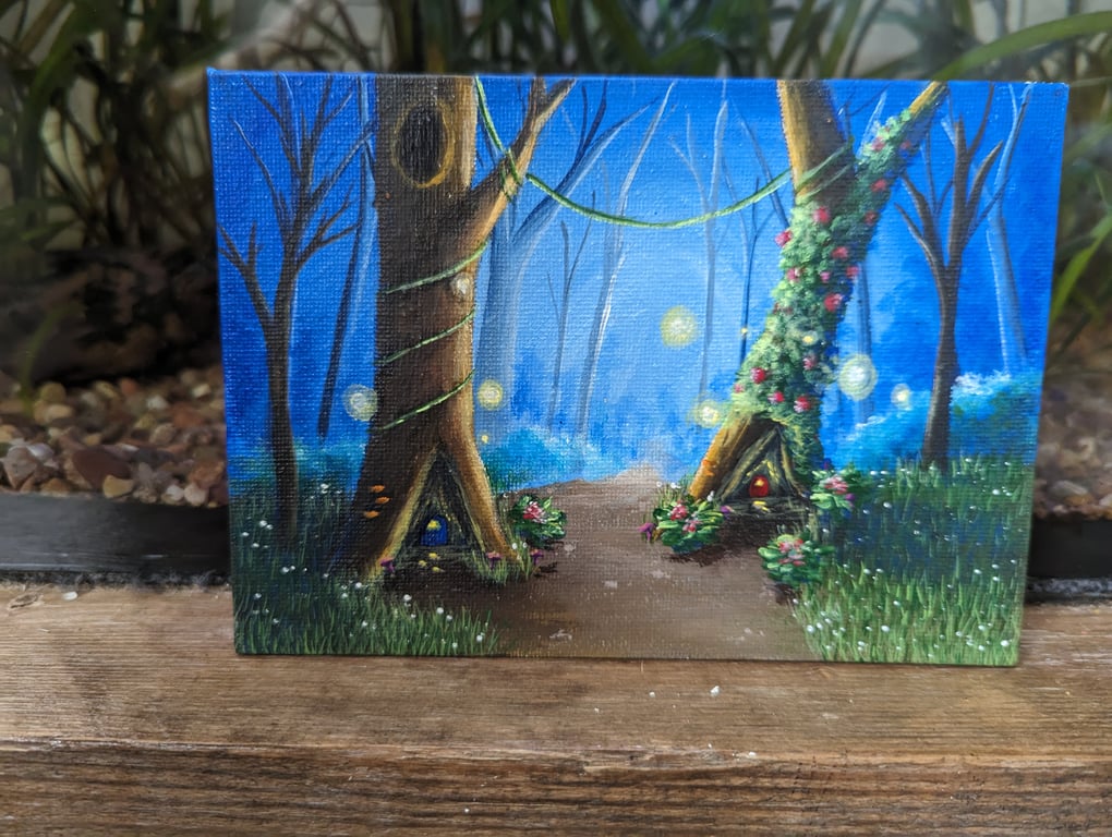 Fantasy Fairy Forest Acrylic Painting 