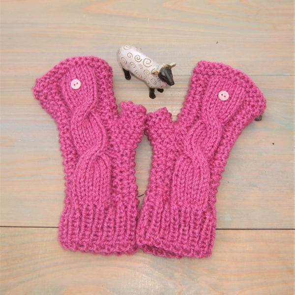 Pink Wrist Warmers, Fingerless Gloves 