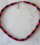 Red and Black Beaded Adjustable Necklace - Summer Seconds