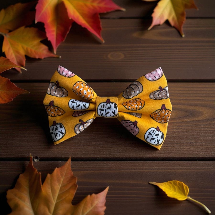 Pumpkin Handmade Dog Bow Tie 