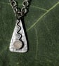 Designer Silver Pendant Necklace - Pink Quartz on Textured Silver - Image 2