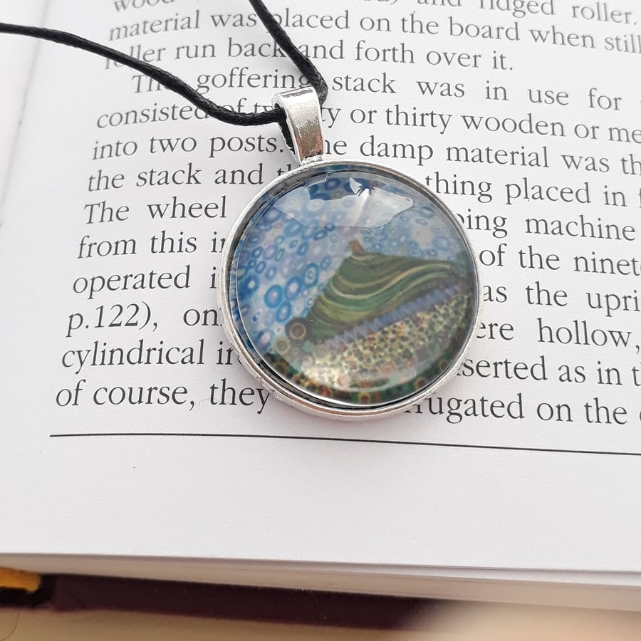 Glastonbury Tor cabochon charm, pendant necklace, key ring, Mothers day gifts