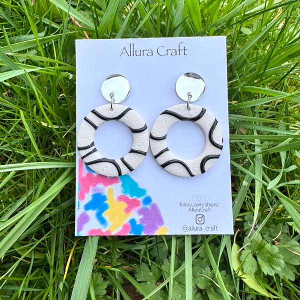 Black and White Hoop Earrings - Custom Marianne