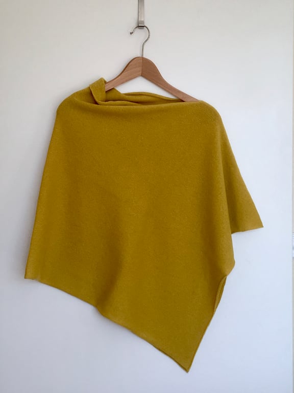 Soft Merino Lambswool  Piccalilli Yellow Wrap Poncho 