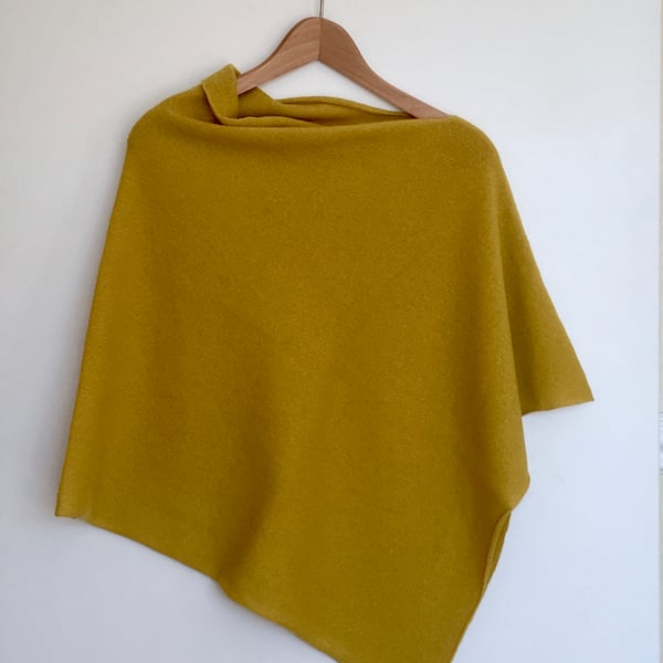 Soft Merino Lambswool  Piccalilli Yellow Wrap Poncho 