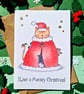 Funny Santa cat Christmas card, Meowy Christmas! Friend merry Christmas cat card - Image 3