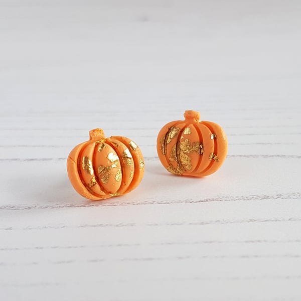 NEW Gold leaf mini pumpkin earrings - choose your style