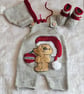 Hand knitted baby romper outfit - Christmas
