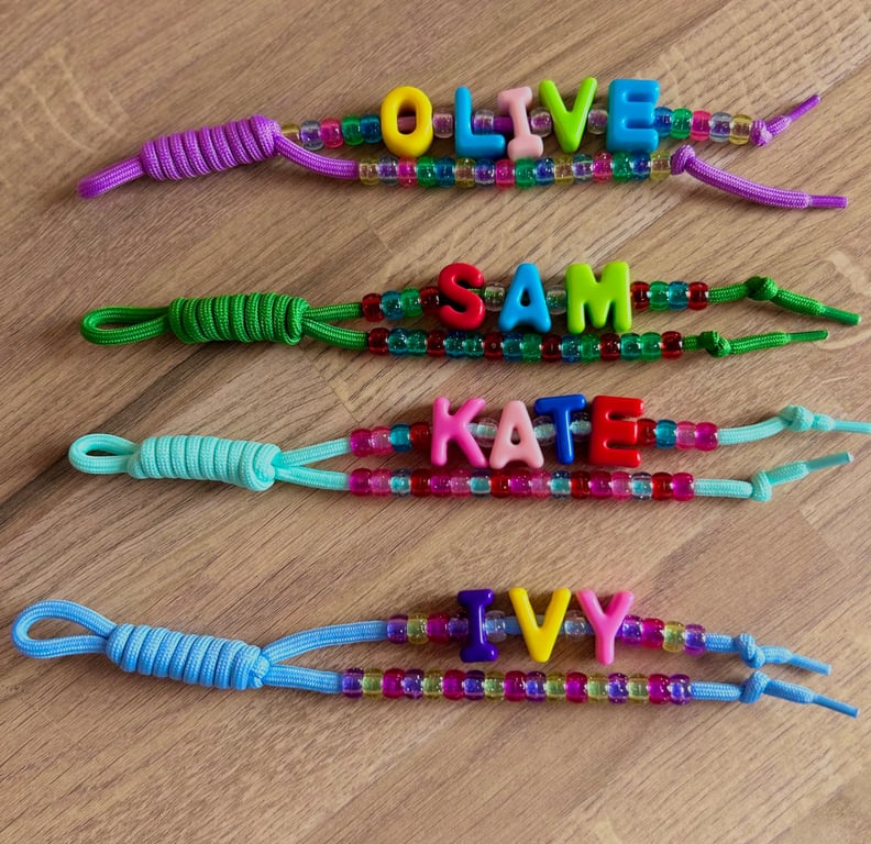Personalisedw Beaded Bag Charm - Custom Name, Bright Colours (Handmade)